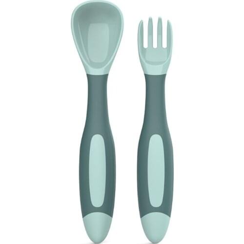 Baby Utensils Toddler Learn To Eat Training Bendable Soft Spoon Fork Tableware