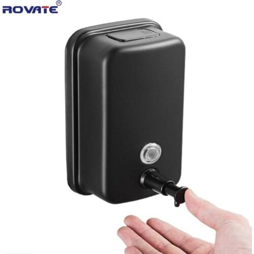 ROVATE 500/800/1000 Ml Manual Soap Dispenser Wall Mount Black, 304 Stainless Steel Soap Dispensers Leakproof Bathroom Soap Pump