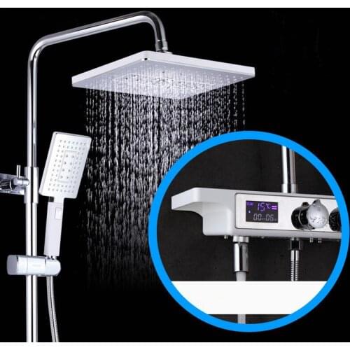 One-button three-control digital display shower set household copper shower bathroom constant temperature shower set toilet