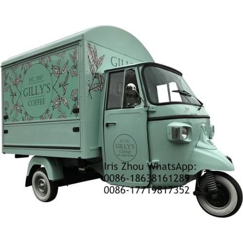 New Design Piaggio Ape Adult Electric Tricycle Food Truck Mobile Kitchen Coffee Bar Hot Dog Food Cart for Sale Catering Trailer