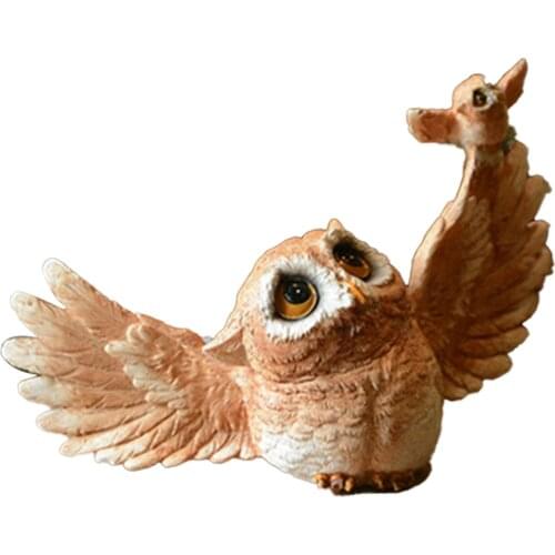 Cute Resin Owl Statue Simulation Animals Figurines Personalized Ornament For Home Garden Office Decoration He