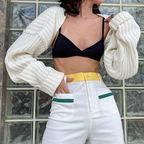 2021 Fashion Women Knitted Short Cardigan Long Sleeve Solid Color Sweaters Sexy Knitwear Spring Autumn Casual Coat Outerwear