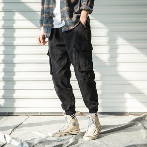 Overalls mens loose Korean version of wild sports tide brand student trousers with feet nine points casual pants