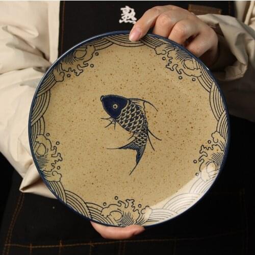 Japanese-style Creative Chinese Food Home Ceramic Dish Breakfast Restaurant Commercial Simple Flat Large Shallow Beef Dish
