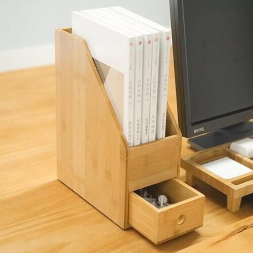 Creative office supplies desktop storage box with drawer A4 book bamboo storage box