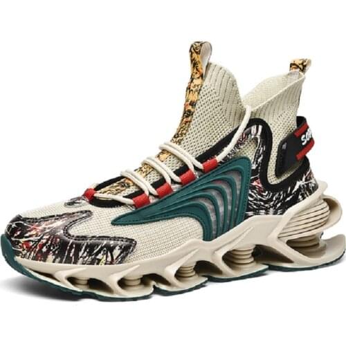 New Trendy Men Running Sneakers Leisure Breathable Luxury Men Shoes Big Size Anti-slip Shock Absorption Technology Blade Bottom