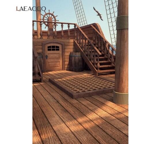 Laeacco Old Retro Wooden Ship Decor Pirate Navigation Baby Cartoon Party Photo Background Photographic Backdrop For Photo Studio