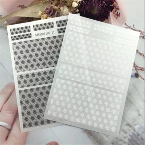 Fashion 3d DIY Nail Sticker Black& white Plaid Back Glue Adhesive Nail Art Paper Stickers Nail Decoration Nail Decals Manicure