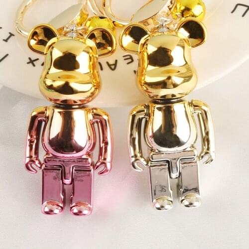 2021 New Cartoon Coloful Bear Keychains Punk Bear Doll Key Chain Creative Couple Ins Bag Pendant Car Key Ring Gifts