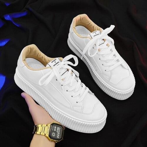 YSHUNIJ 2021 New Spring and Autumn Mens Sports and Leisure Shoes Big Head Low Top Thick Bottom Lace Up Student Shoes