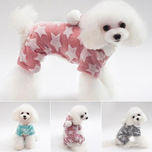 Dog Clothes Pajamas Fleece Jumpsuit Winter Dog Clothing Four Legs Warm Pet Clothing Outfit Small Dog Star Costume Apparel
