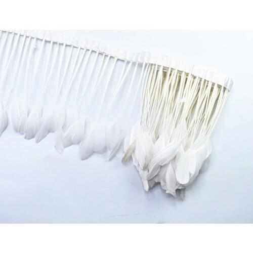 10Yards/Lot White Natural Goose Feather Trim Stripped Coque Feathesr Trim Width 10-15CM Sewing Decorative Feathers for Crafts