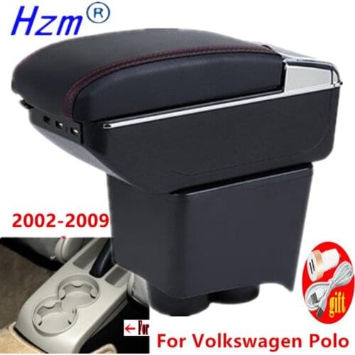 For Volkswagen VW Polo 9N 02-2009 2005 2006 2007 2008 Storage Box Center Console Leather Cup Holder Dual Layer Armrest Arm Rest