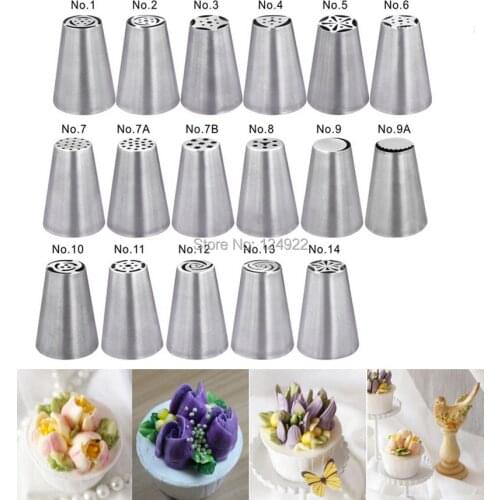 17 Pcs/set Stainless Steel Russian Tulip Icing Piping Nozzles Fondant Cake Decorating Tip Sets Tools