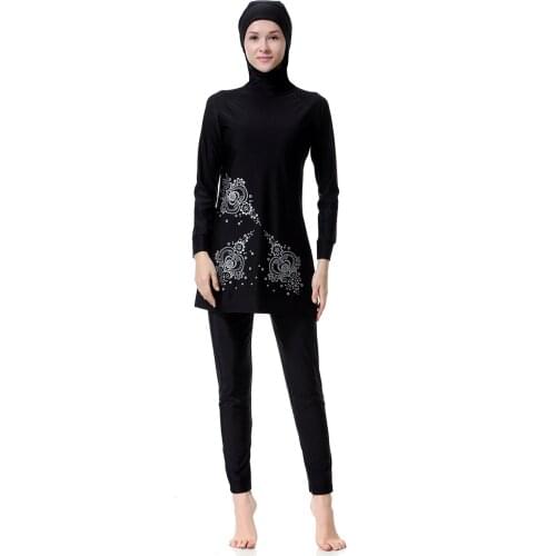 Modest Womens Swimsuit Burkini Muslim Long Sleeve Bourkini Maillot De Bain Hijab Femme 2019 Hijab Swimwear Islamique Boerkini