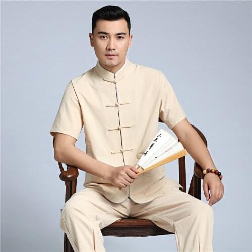 Shanghai Story Chinese Style Tang Suit Top Men Cotton Linen Shirt Casual Male Mandarin Collar Clothing Loose Plus Size Clothes