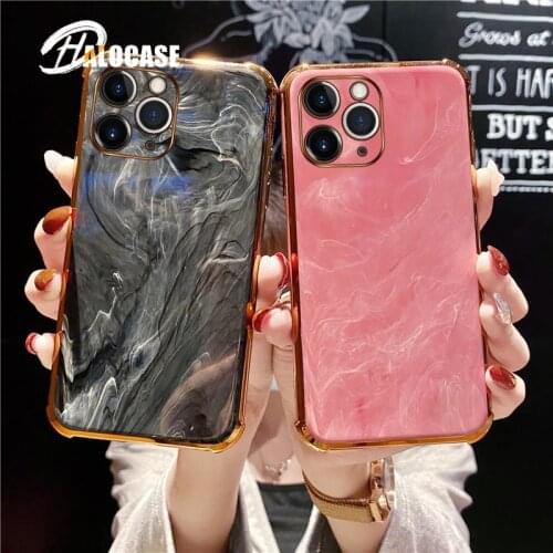 Silicone Plating Marble Luxury Phone Case for Iphone 12 11 Pro Max Xsmax XR XS 8 7 Plus Ultra-thin Shockproof Protection Cover