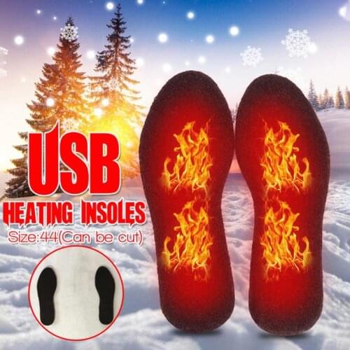 USB Heated Shoe Insoles Feet Warm Sock Pad Mat Electrically Heating Insoles Washable Warm Thermal Insoles Unisex Winter Dropship