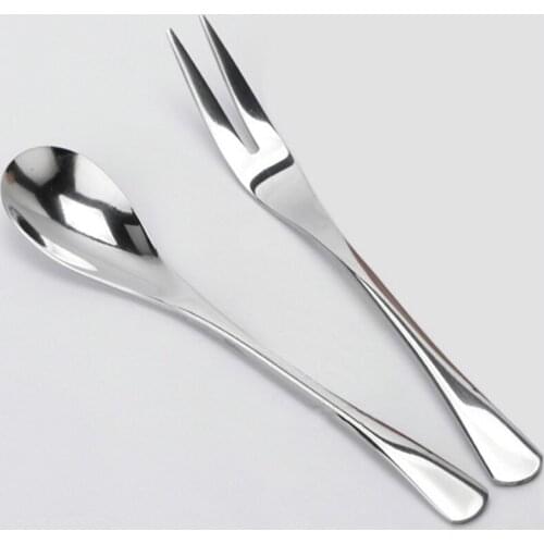 20 Pcs/lot Creative Fashion Korean Stainless Steel Fruit Fork Portable Children Suit West Tableware Coffee Spoon