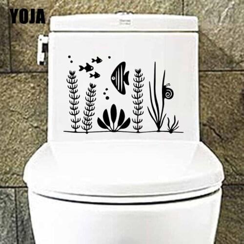 YOJA 24.6X16CM Aquarium Fish Weed Ocean Sea Animals Snail Wall Sticker Toilet Decal Kids Room Decoratioon T5-0381