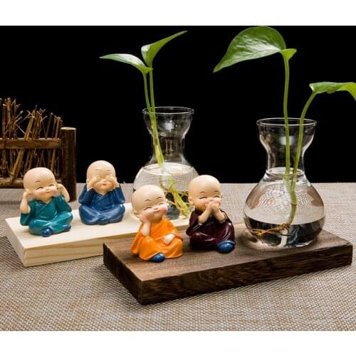 Zen Small Monk Vase Creative Personality Monk Hydroponic Plant Dried Flower Pot Desktop Living Room Decoration
