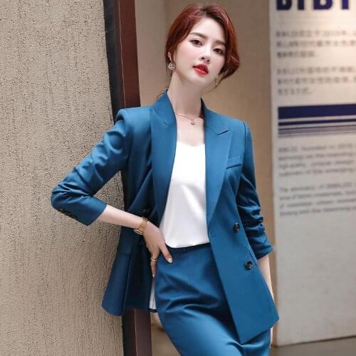 Women 2021 Spring New Office Work Pant Suits Female Business Lady Uniforms Ladies Thin Trousers 2 Piece Formal Pants Sets Y209