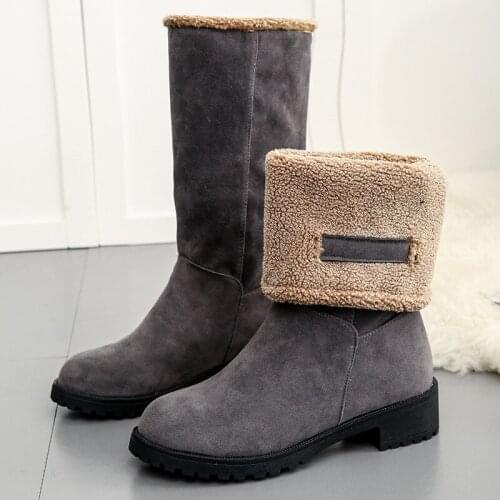 NEW women knee high boots sexy winter slip on round toe fashion shoes Handmade warm short plush shoes boots One shoe two wear