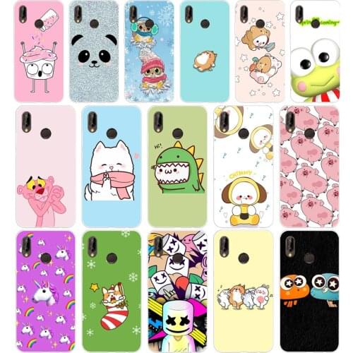 95AA Cute cartoon animals Silicone TPU Protective Cover Phone Case On For Huawei P20 30 Pro Lite Case Soft