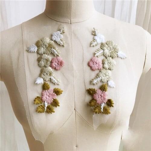 1 Piece Colorful Lace Applique Elegant Embroidery Manual Lace Trim Fabric Sewing Supplies DIY Crafts Mesh Trimming