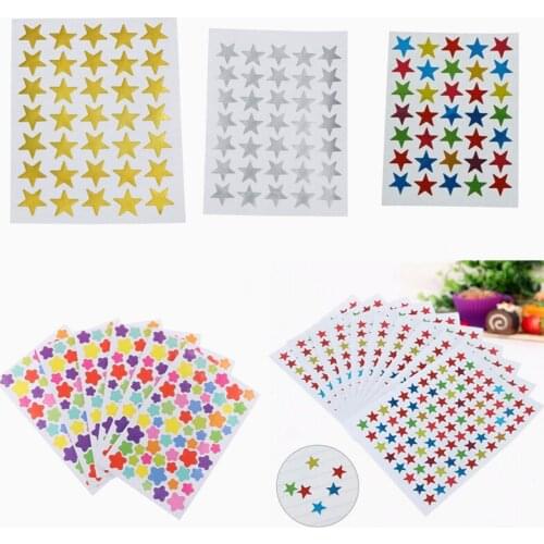 10sheets Child Gilding Reward Flash Sticker Teacher Praise Label Award Five-pointed Star Gold Sticker Self-adhesive Sticker