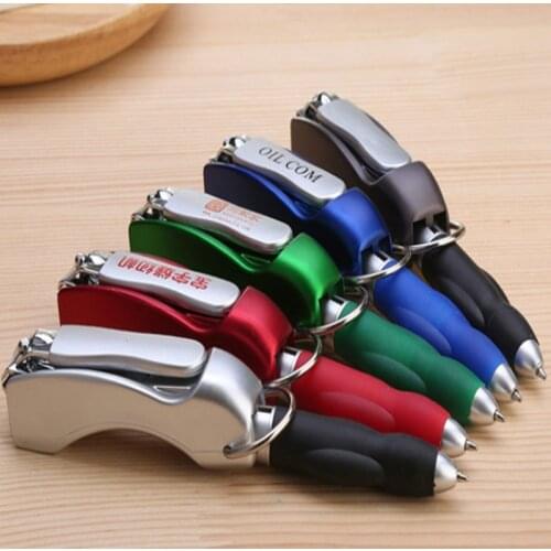 100pcs/lot Creative Nail clipper Mini foldable ballpoint pen ballpen key chain keychain keyring pen Nail cutter