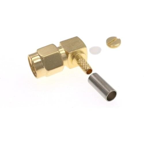 100pcs SMA Male Right Angle Crimp RF Connector For RG174 RG316 Cable