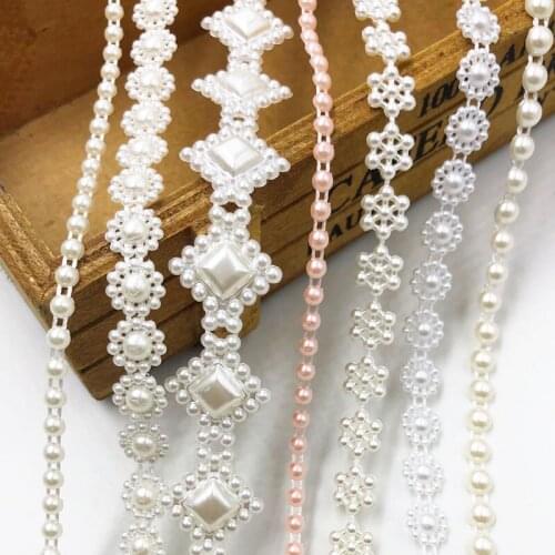 2Yards Mix Beads Semi-cirle Simulated-pearl Plastic Chain beads DIY Accessory
