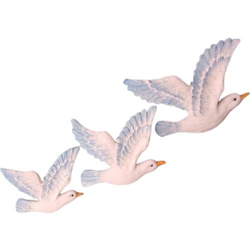 3pcs/set Seagull Bird Ornaments Pigeon Background Dove Home Decor Hand-made Resin Office For Living Room Wall Decoration