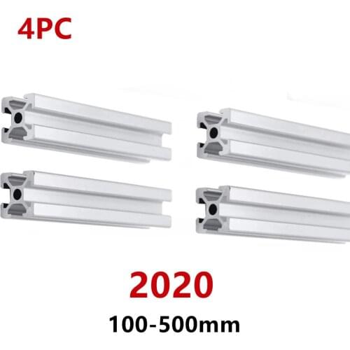 4pcs/lot 2020 Aluminum Profile Extrusion 100mm-500mm Length Linear Rail 200mm 400mm 500mm for DIY 3D Printer Workbench CNC