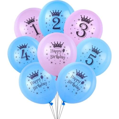 5pcs Latex Happy Birthday Balloons Boy Girl Number 1-15 Years Birthday Globos Party Decorations Anniversary Baby Shower Supplies