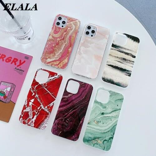 Acrylic IMD Phone Case for iPhone 12 11 Pro Max XR XS X 7 8 Plus SE 2020 Colorful Marble Back Cover Shockproof Soft Bumper Coque