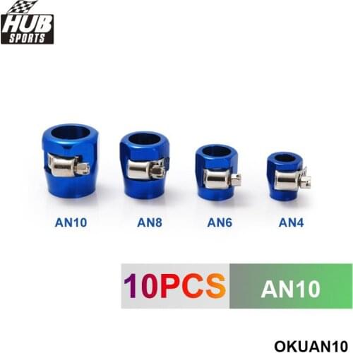 AN10 21MM Push On Hose End Cover + Clamp Adapter Blue Aluminum Anodize Fitting HU-OKUAN10