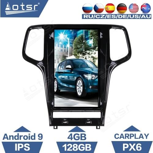4+128G PX6 Tesla Screen Android 9 Car Radio For Jeep Grand Cherokee WK2 2010 - 2019 Multimedia Player GPS Navigation CarPlay