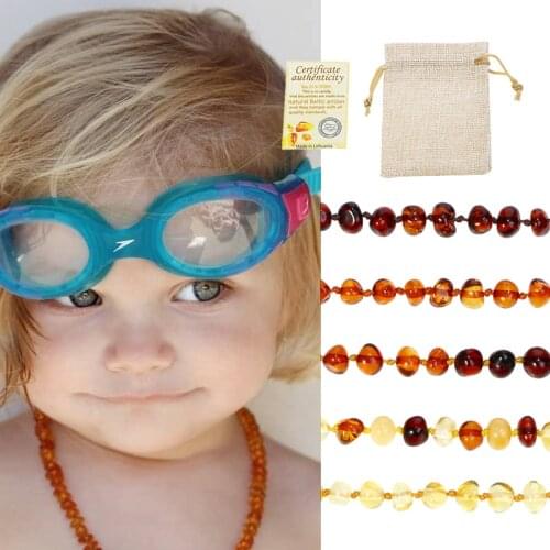 Classic 10 Colors Amber Teething Bracelet/Necklace for Baby Adult Lab Tested Authentic 8 Sizes Natural Amber Stone Women Jewelry