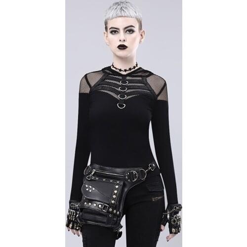 Black Rivet Leather Vintage Handbag Steampunk Waist Bag Gothic Rock Punk Men & Women Crossbody Shoulder Bags Corset Accessories