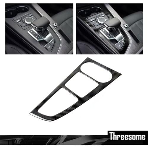 For Audi A4 B9 2016 2017 Styling Carbon Fiber Car Control Gear Shift Panel Decorative Frame Cover Trim Car Sticker