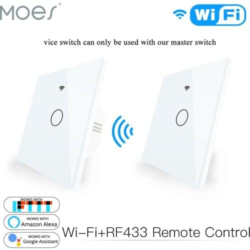 WiFi 2 Way Wall Touch Sensor Smart Switch RF433 Transmitter Wall Panel Wireless Remote Control Work with Alexa,Google Home