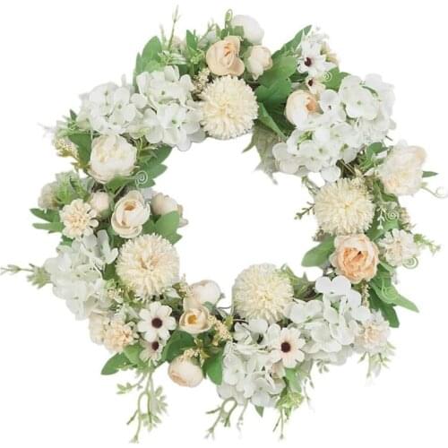 Artificial Peony Hydrangea Wreath Spring Wreath for Front Door Wedding Wall Window Party Farmhouse Garden Home Decor