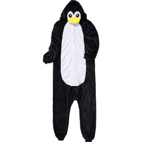 Women Animal Costumes Halloween Cosplay Cartoon Animal Sleepwear Kids Girls Boys Kigurumi Black Penguin Onesies