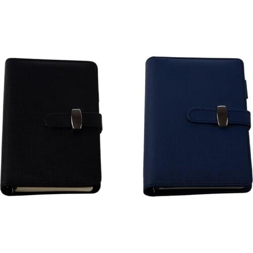 2 Pcs Fashion Pocket Organiser Planner Leather Filofax Diary Notebook, Blue & Black
