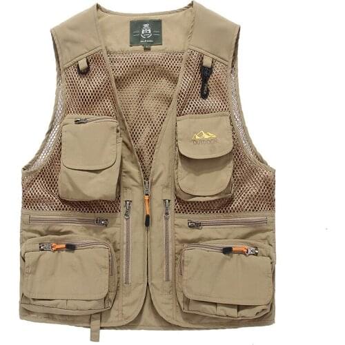 Summer Vest Men New Brand Casual Vest with Many Pockets Mesh Sleeveless Jacket Waist Colete Plus Size 5XL