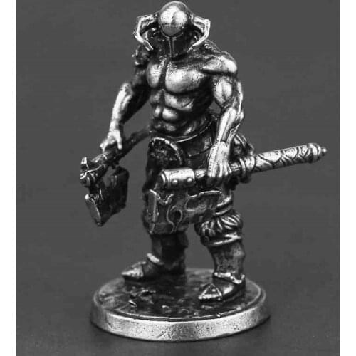 White Copper Metal Solider Model Miniatures Figurine Vintage Strong Men Warrior Ornament Desktop Decoration Accessories Toy Gift