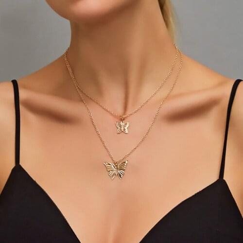 Fashion butterfly necklace halloween chain on the Neck pendants women Gifts for the new year necklace large Multistory Neckl
