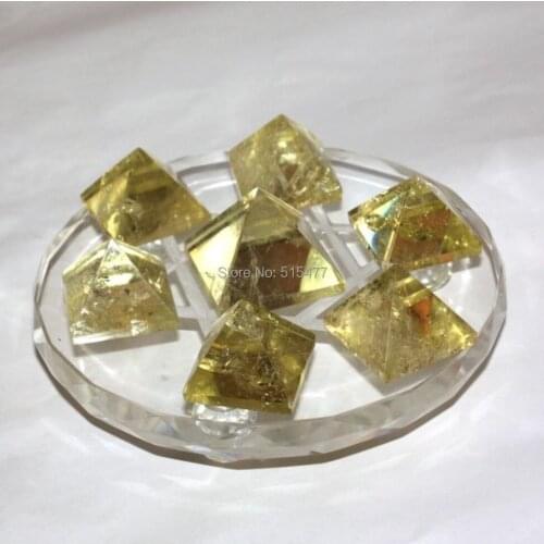 Natural yellow crystal pyramid seven array yellow crystal pyramid lucky crystal decoration